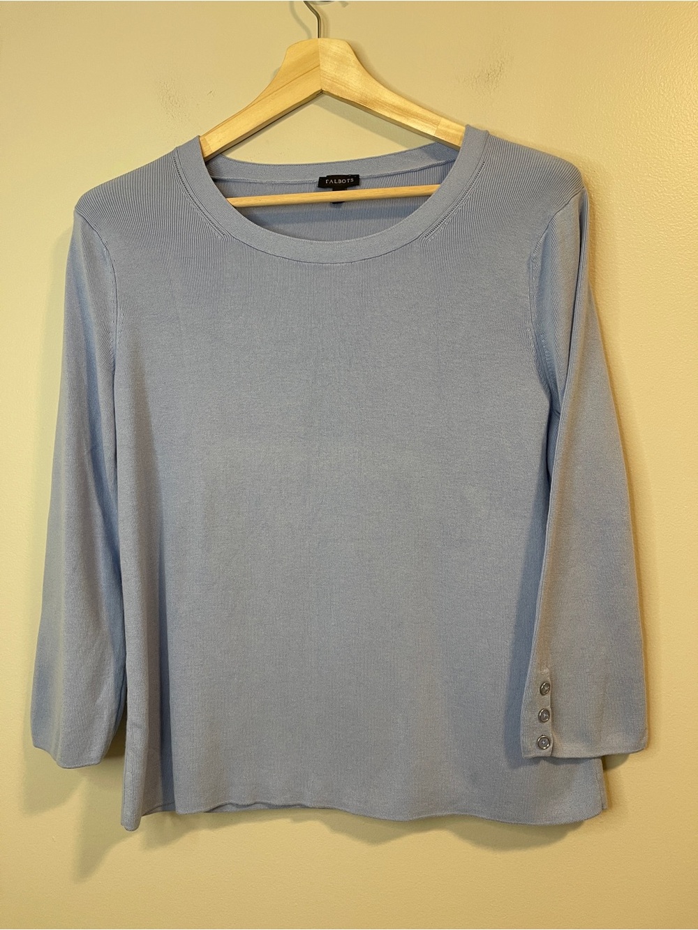 Talbots Soft Sky Blue Crewneck Long Sleeve Knit Top